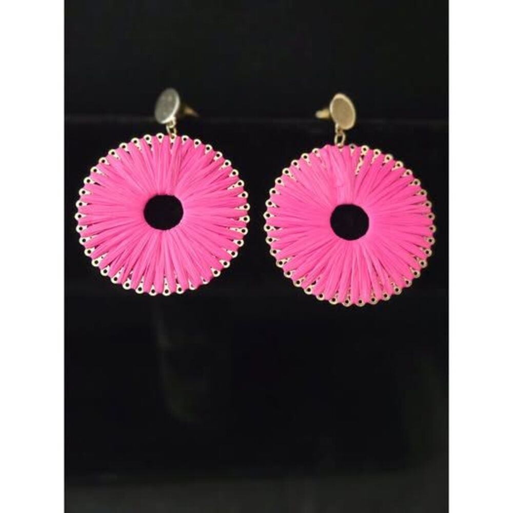 Hot Pink Raffia Drop Earrings from Shein